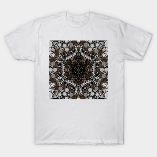 Dot Mandala Flower Brown and White T-Shirt